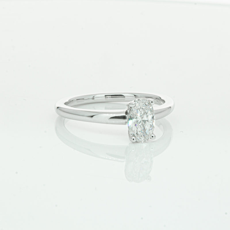 18ct White Gold Oval Cut Diamond Ring-Ring-Walker & Hall