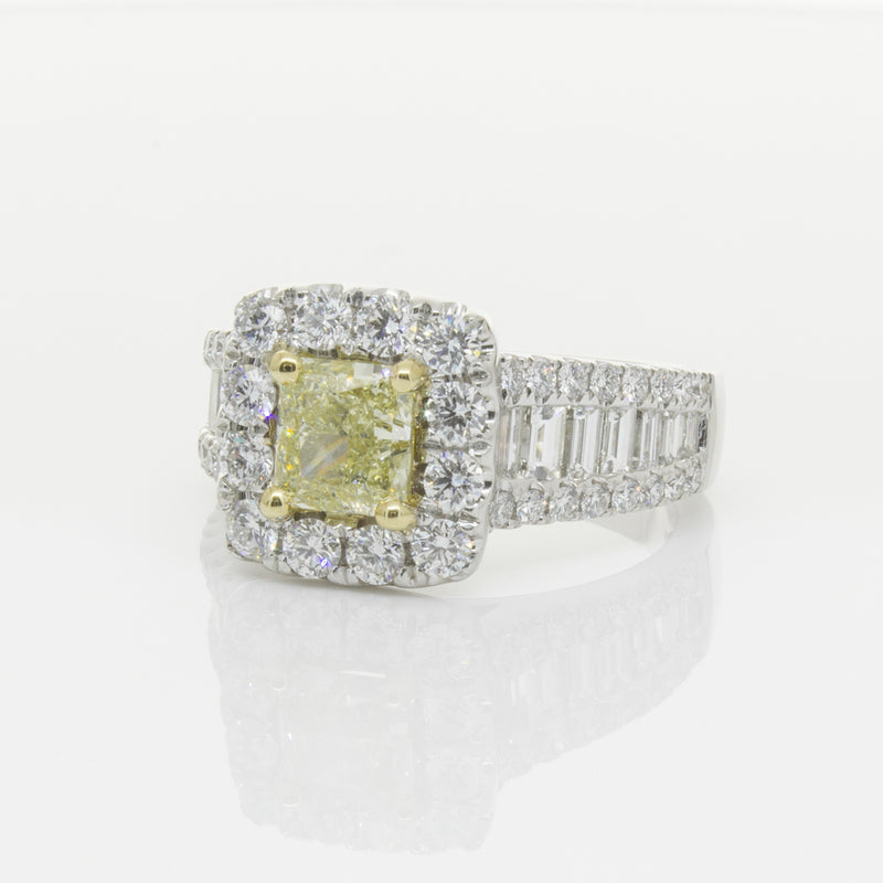 18ct White Gold Radiant Cut Yellow Diamond Ring-Ring-Walker & Hall