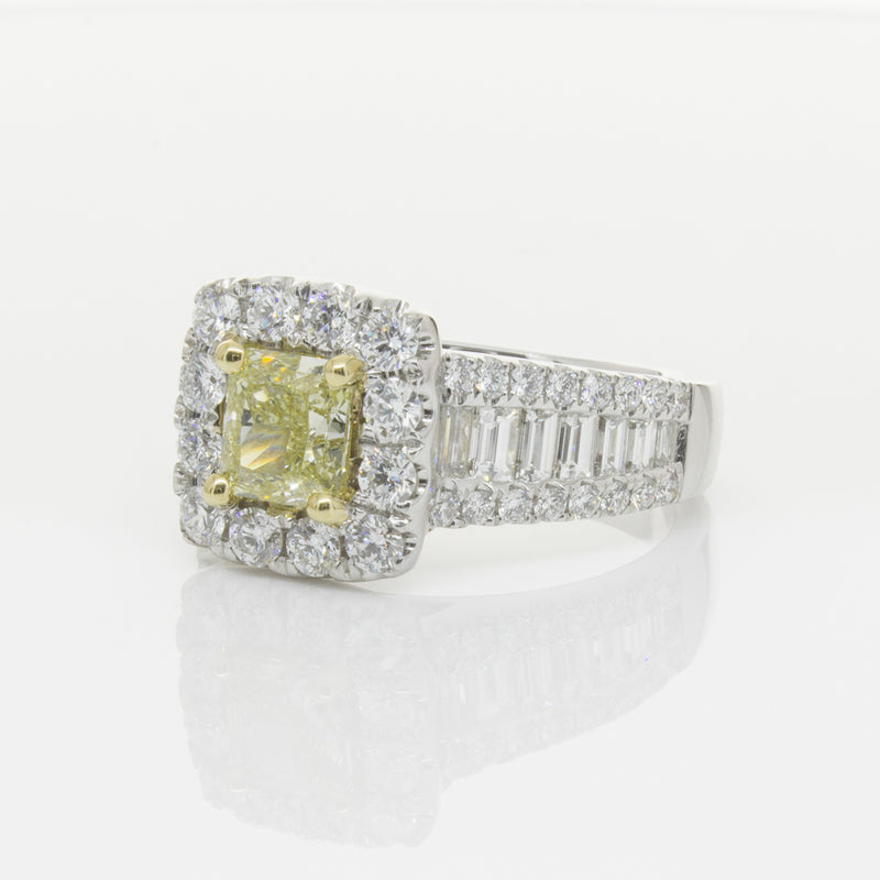 18ct White Gold Radiant Cut Yellow Diamond Ring-Ring-Walker & Hall
