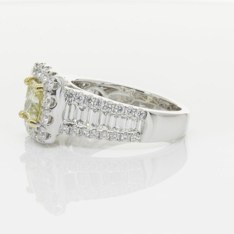 18ct White Gold Radiant Cut Yellow Diamond Ring-Ring-Walker & Hall