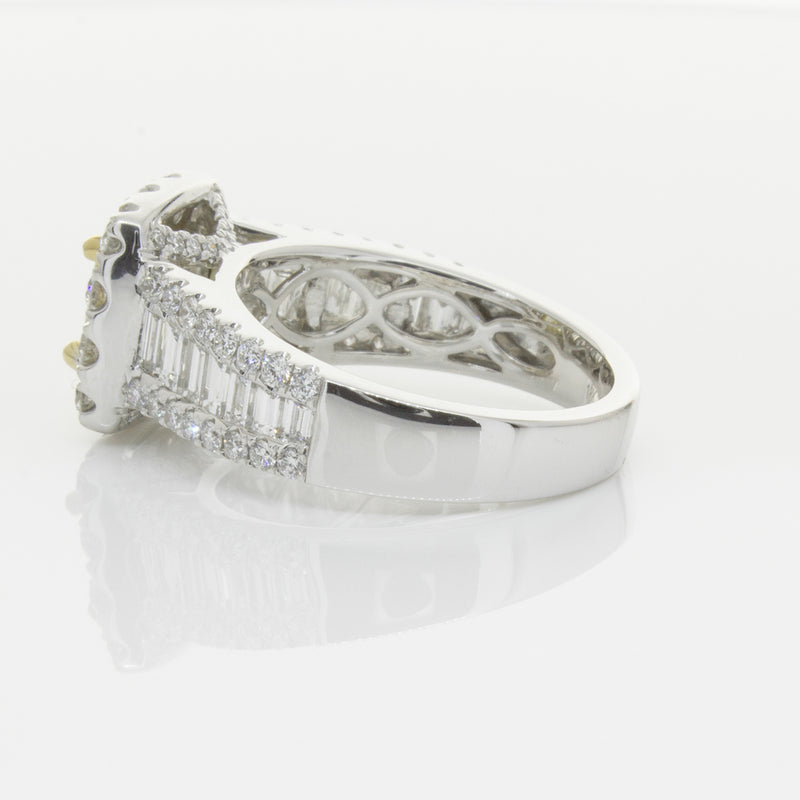 18ct White Gold Radiant Cut Yellow Diamond Ring-Ring-Walker & Hall