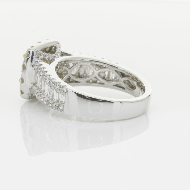 18ct White Gold Radiant Cut Yellow Diamond Ring-Ring-Walker & Hall