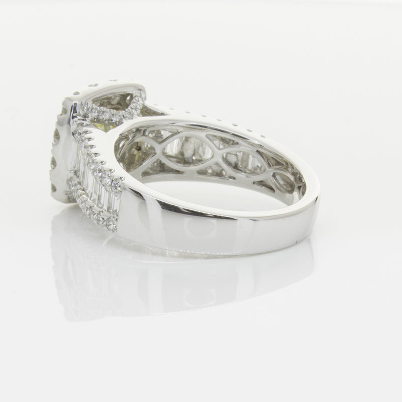 18ct White Gold Radiant Cut Yellow Diamond Ring-Ring-Walker & Hall