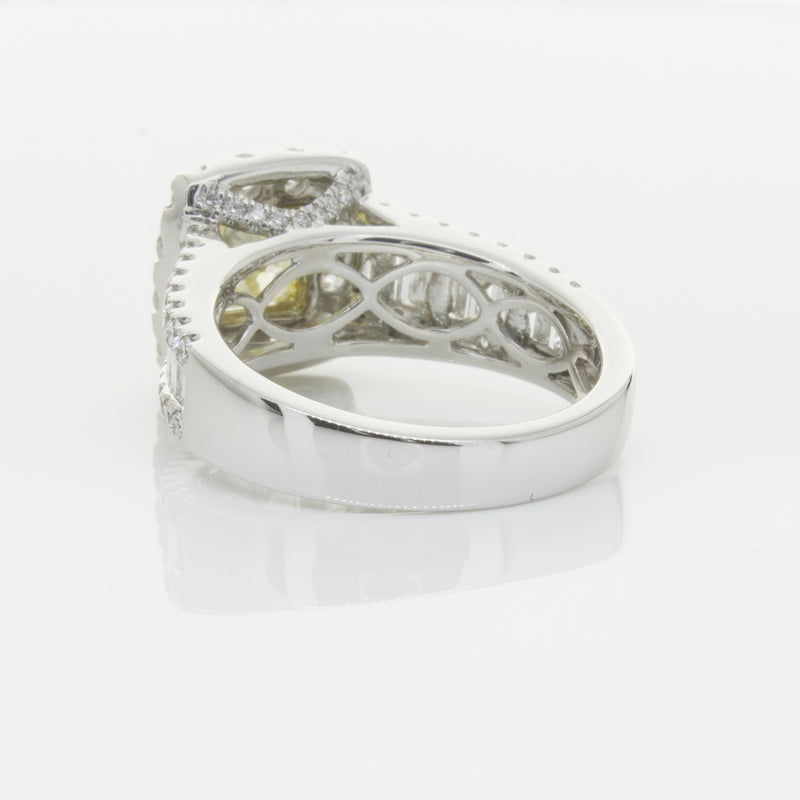 18ct White Gold Radiant Cut Yellow Diamond Ring-Ring-Walker & Hall