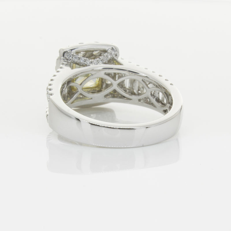 18ct White Gold Radiant Cut Yellow Diamond Ring-Ring-Walker & Hall