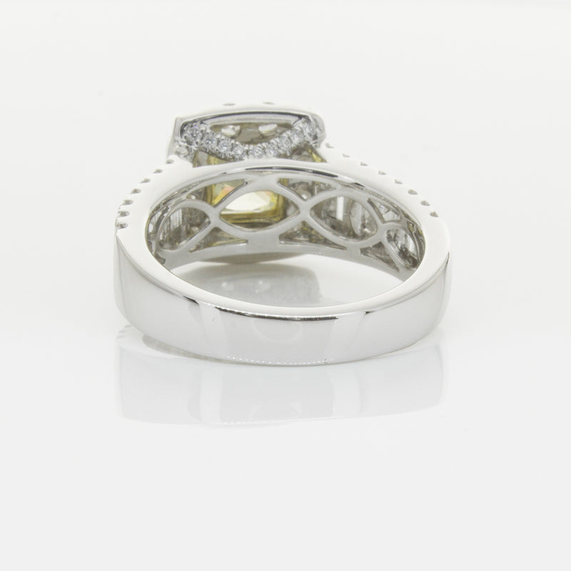 18ct White Gold Radiant Cut Yellow Diamond Ring-Ring-Walker & Hall