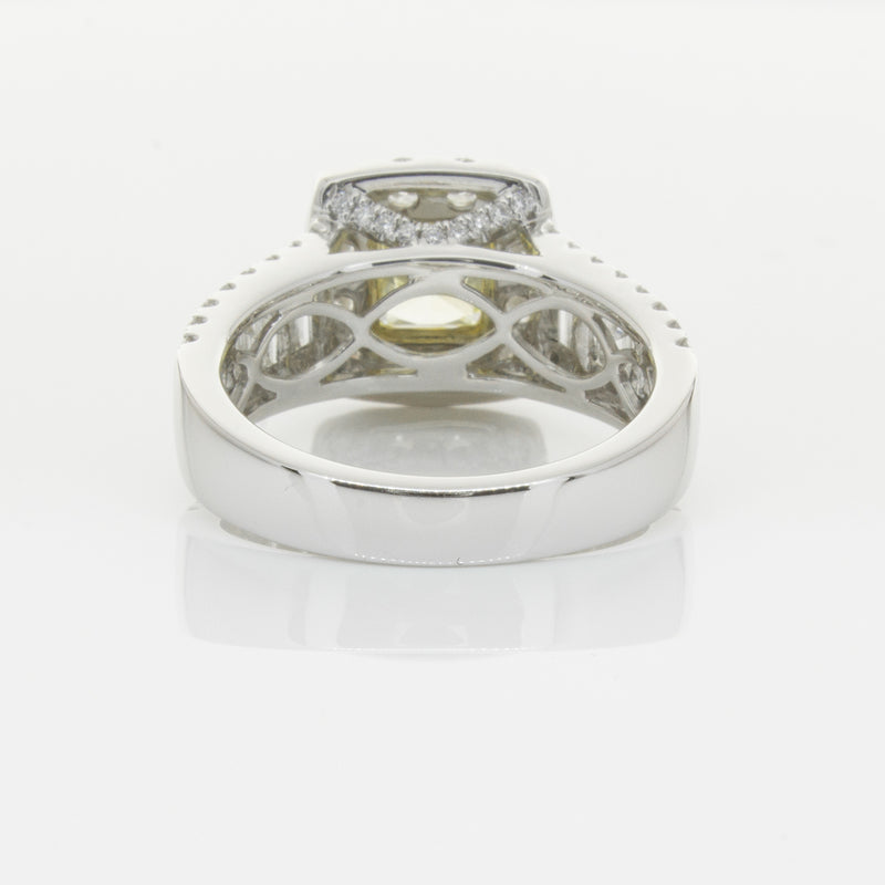 18ct White Gold Radiant Cut Yellow Diamond Ring-Ring-Walker & Hall