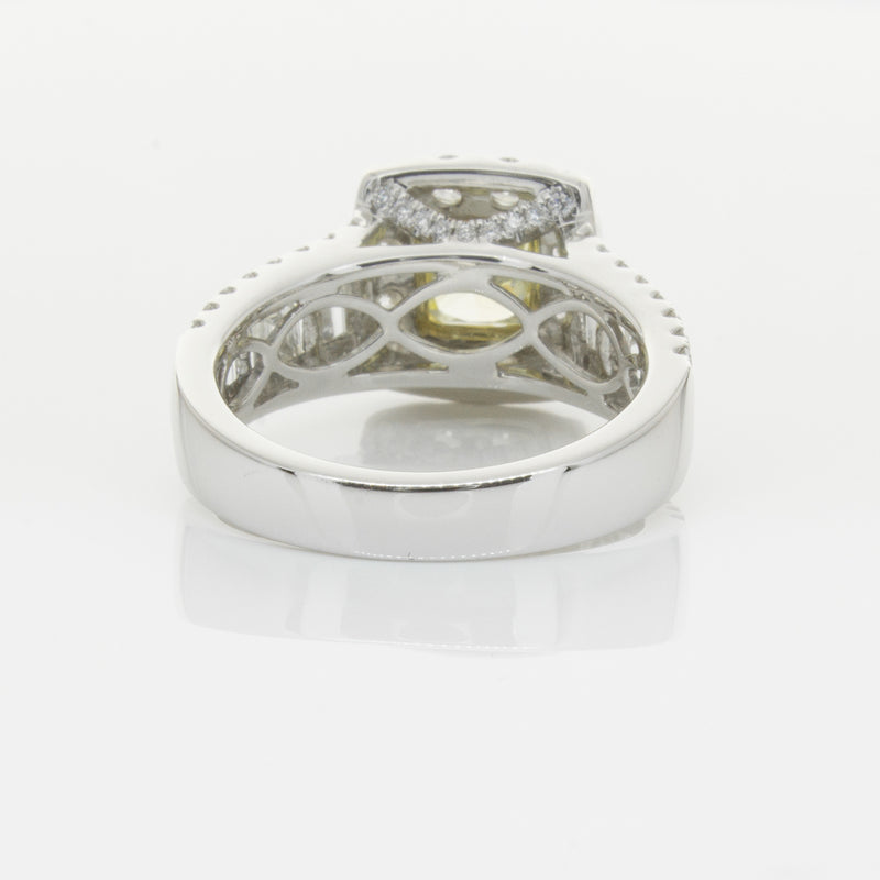 18ct White Gold Radiant Cut Yellow Diamond Ring-Ring-Walker & Hall