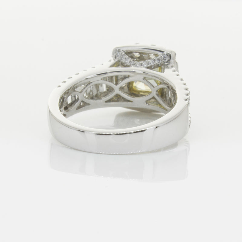 18ct White Gold Radiant Cut Yellow Diamond Ring-Ring-Walker & Hall