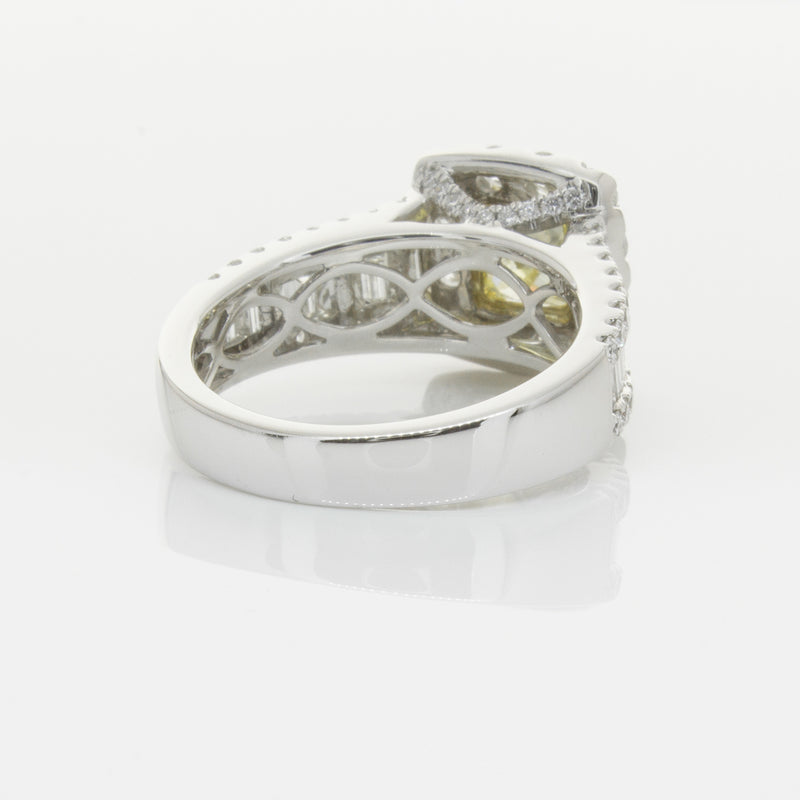 18ct White Gold Radiant Cut Yellow Diamond Ring-Ring-Walker & Hall