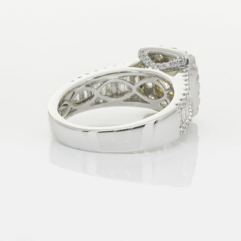 18ct White Gold Radiant Cut Yellow Diamond Ring-Ring-Walker & Hall