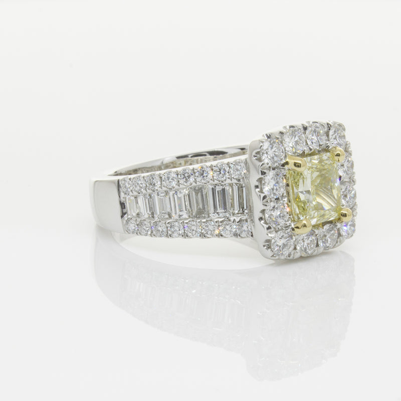 18ct White Gold Radiant Cut Yellow Diamond Ring-Ring-Walker & Hall