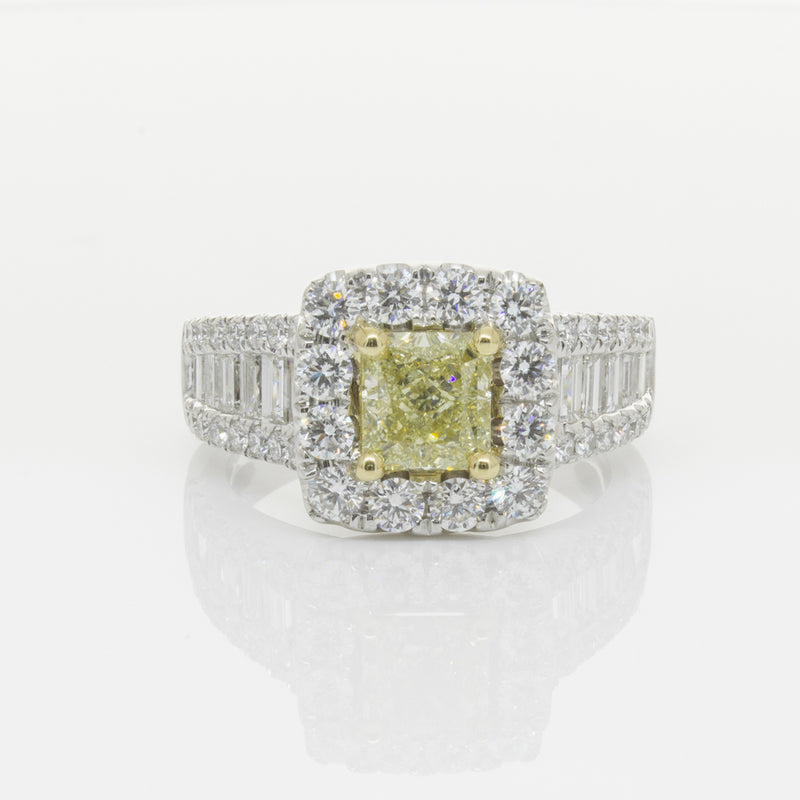 18ct White Gold Radiant Cut Yellow Diamond Ring-Ring-Walker & Hall
