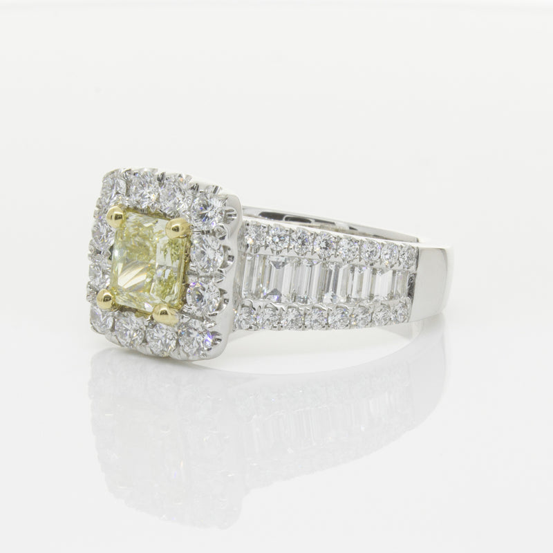 18ct White Gold Radiant Cut Yellow Diamond Ring-Ring-Walker & Hall