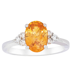 18ct White Gold 2.09ct Golden Sapphire & Diamond Ring - Ring - Walker & Hall