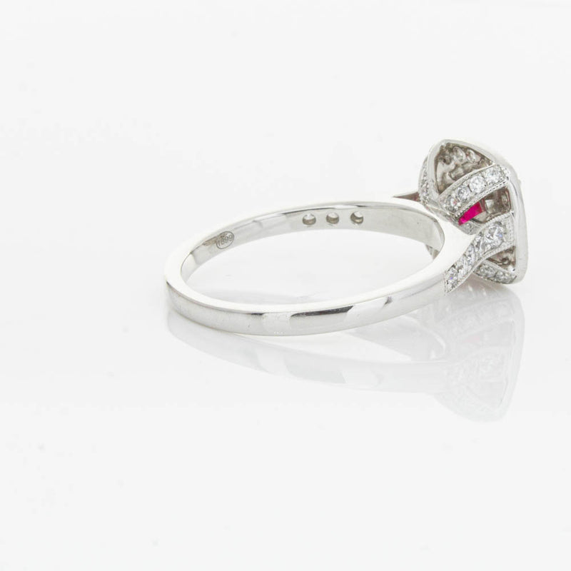 18ct White Gold Ruby And Diamond Halo Ring-Ring-Walker & Hall