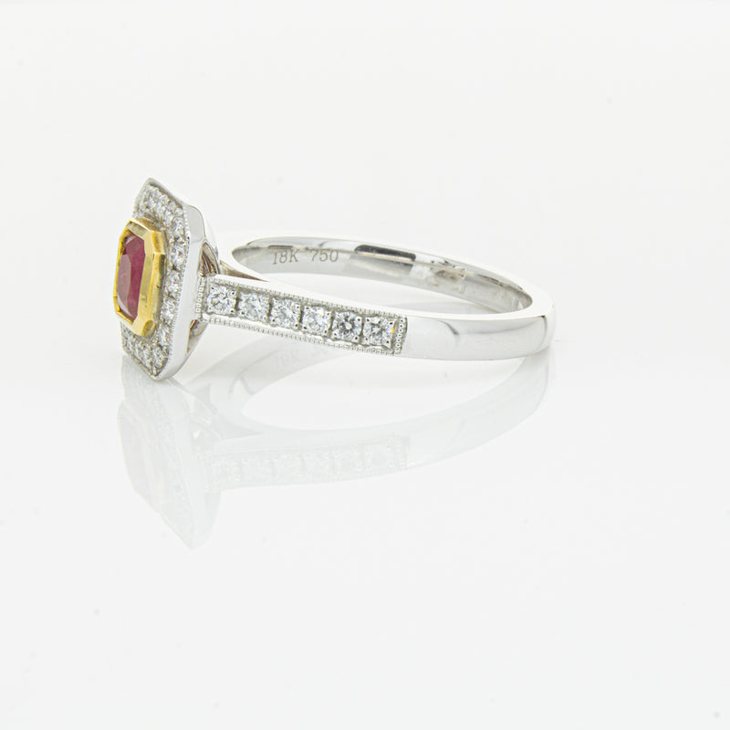 18ct White & Yellow Gold Ruby & Diamond Ring-Ring-Walker & Hall
