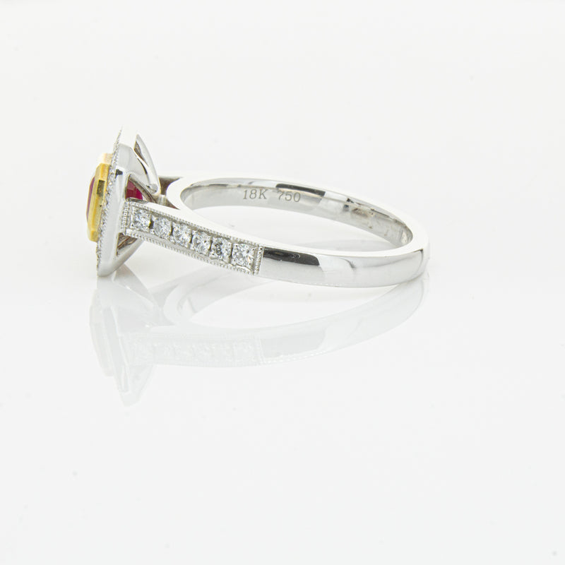 18ct White & Yellow Gold Ruby & Diamond Ring-Ring-Walker & Hall