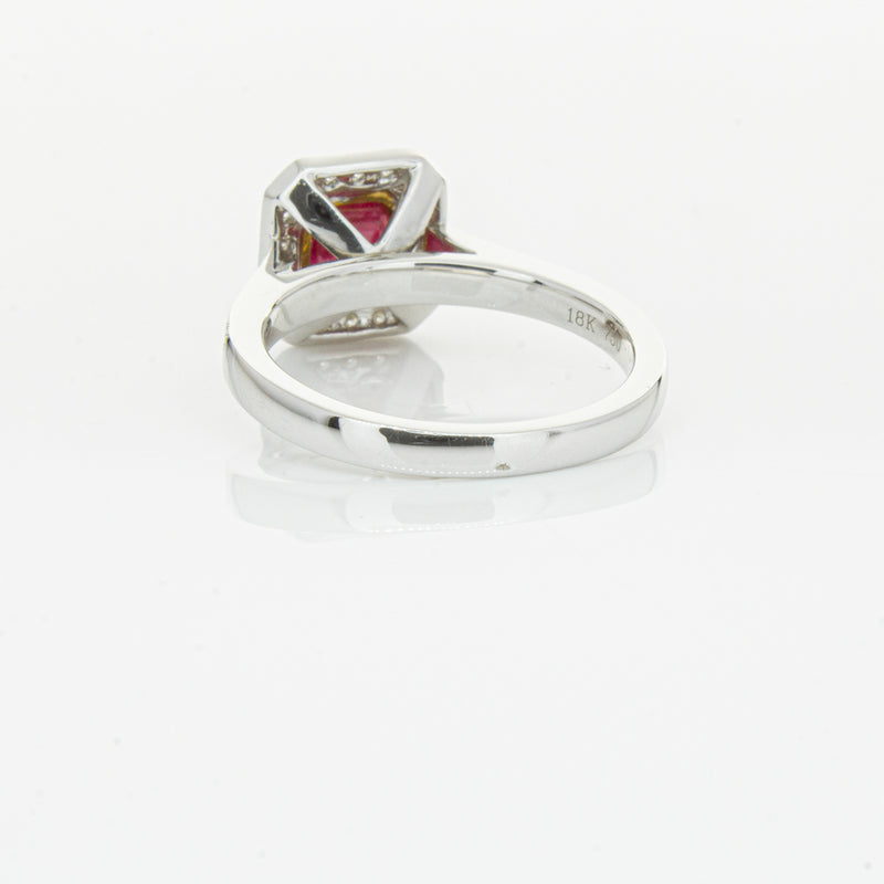 18ct White & Yellow Gold Ruby & Diamond Ring-Ring-Walker & Hall