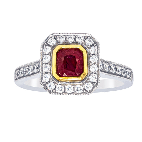 18ct White & Yellow Gold Ruby & Diamond Ring - Ring - Walker & Hall