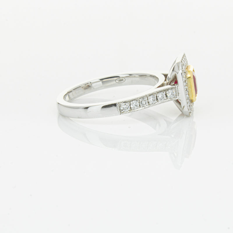 18ct White & Yellow Gold Ruby & Diamond Ring-Ring-Walker & Hall