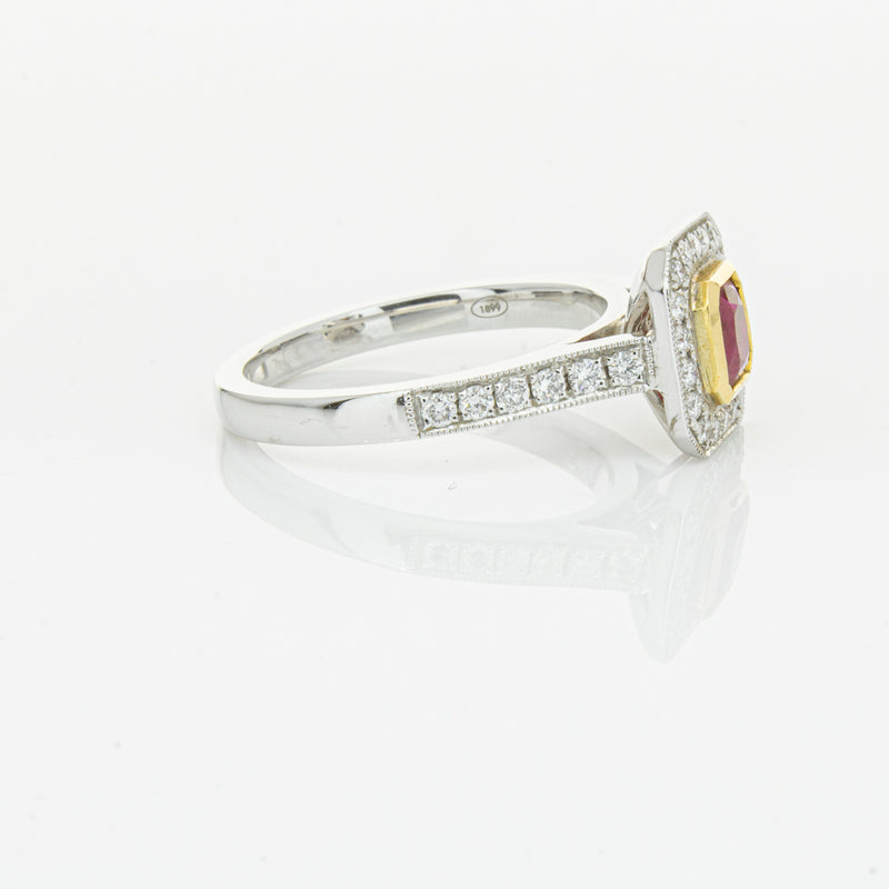 18ct White & Yellow Gold Ruby & Diamond Ring-Ring-Walker & Hall