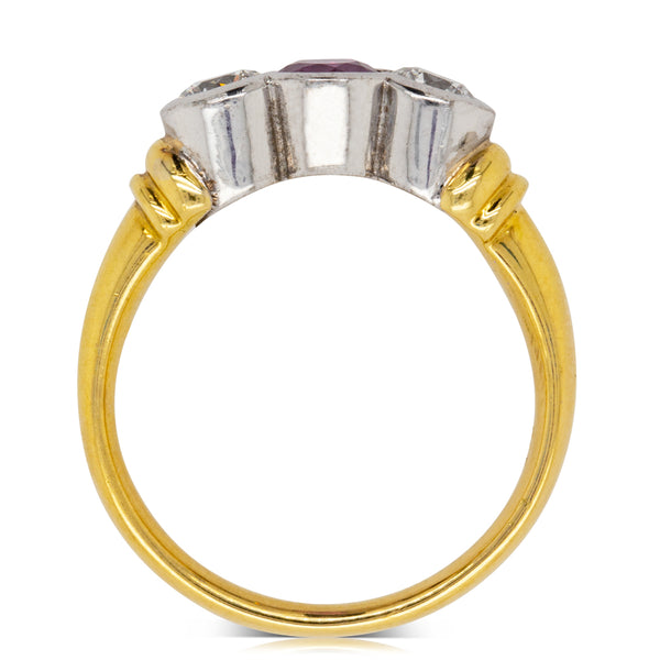 18ct Yellow & White Gold .87ct Pink Sapphire & Diamond Ring - Walker & Hall