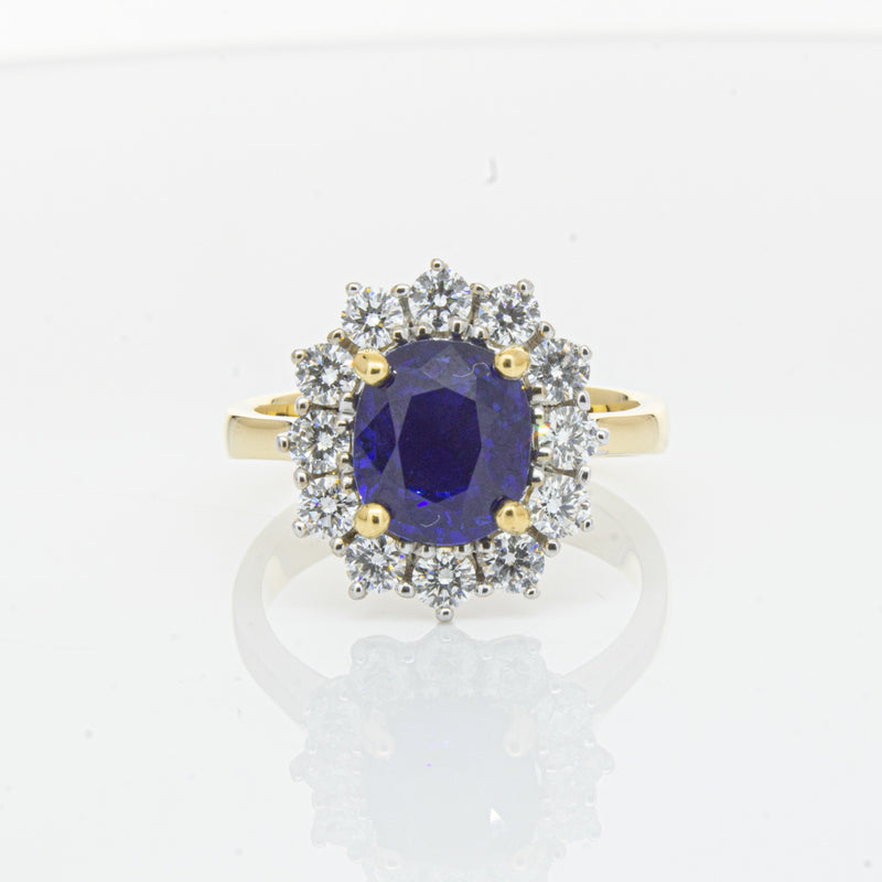 18ct Yellow Gold Sapphire & Diamond Ring-Ring-Walker & Hall