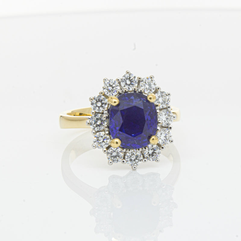 18ct Yellow Gold Sapphire & Diamond Ring-Ring-Walker & Hall