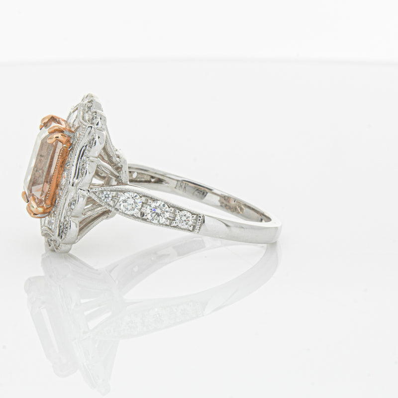 18ct White & Rose Gold 2.09ct Morganite & Diamond Ring-Ring-Walker & Hall