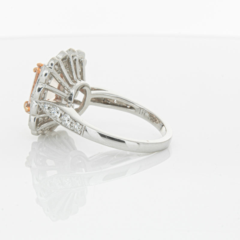18ct White & Rose Gold 2.09ct Morganite & Diamond Ring-Ring-Walker & Hall