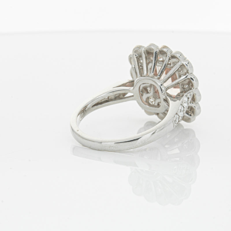 18ct White & Rose Gold 2.09ct Morganite & Diamond Ring-Ring-Walker & Hall