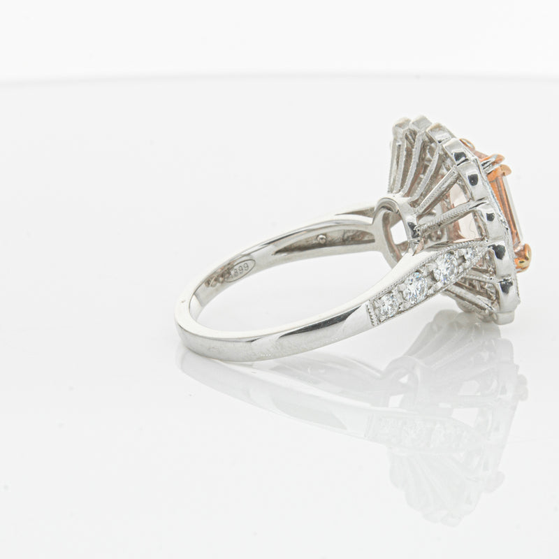 18ct White & Rose Gold 2.09ct Morganite & Diamond Ring-Ring-Walker & Hall