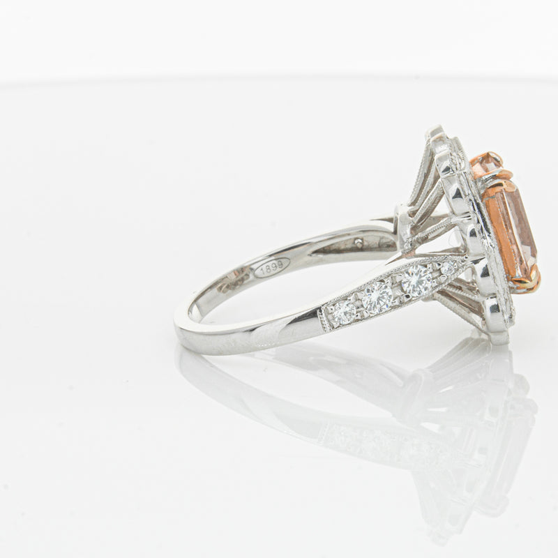 18ct White & Rose Gold 2.09ct Morganite & Diamond Ring-Ring-Walker & Hall