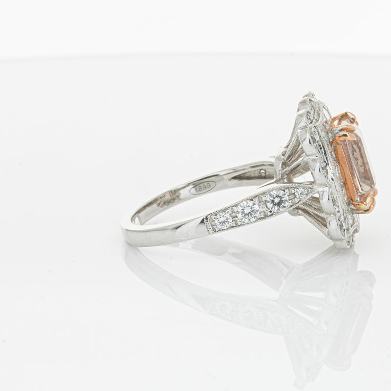 18ct White & Rose Gold 2.09ct Morganite & Diamond Ring-Ring-Walker & Hall