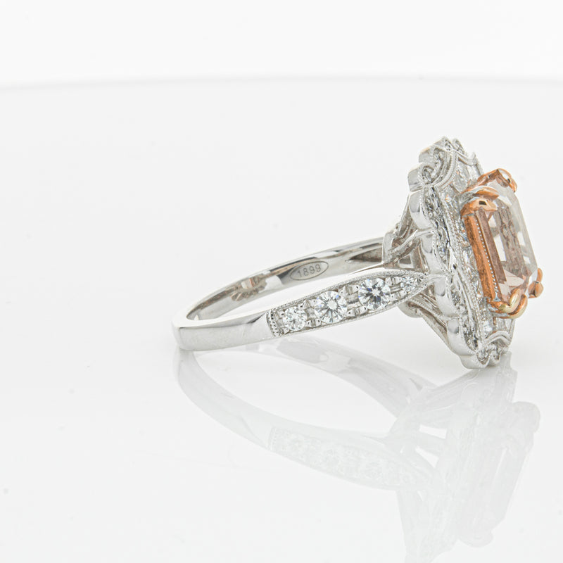 18ct White & Rose Gold 2.09ct Morganite & Diamond Ring-Ring-Walker & Hall