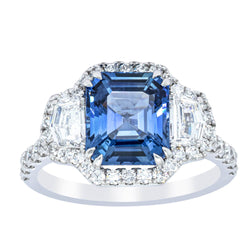 18ct White Gold 3.21ct Sapphire & Diamond Ring - Ring - Walker & Hall
