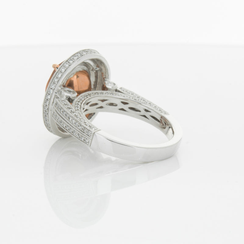 18ct White Gold 3.30ct Morganite & Diamond Halo Ring-Ring-Walker & Hall