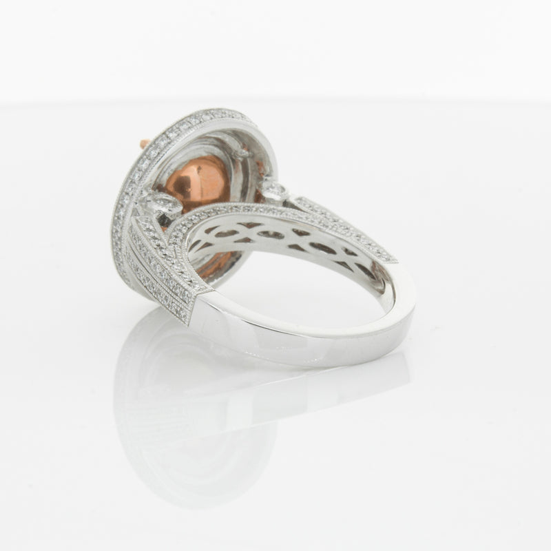 18ct White Gold 3.30ct Morganite & Diamond Halo Ring-Ring-Walker & Hall