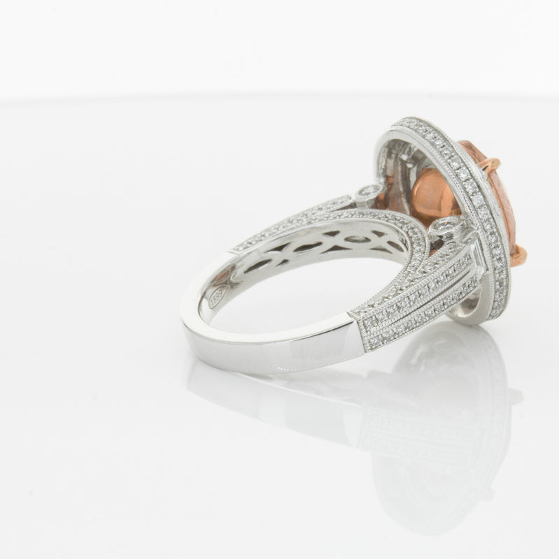 18ct White Gold 3.30ct Morganite & Diamond Halo Ring-Ring-Walker & Hall