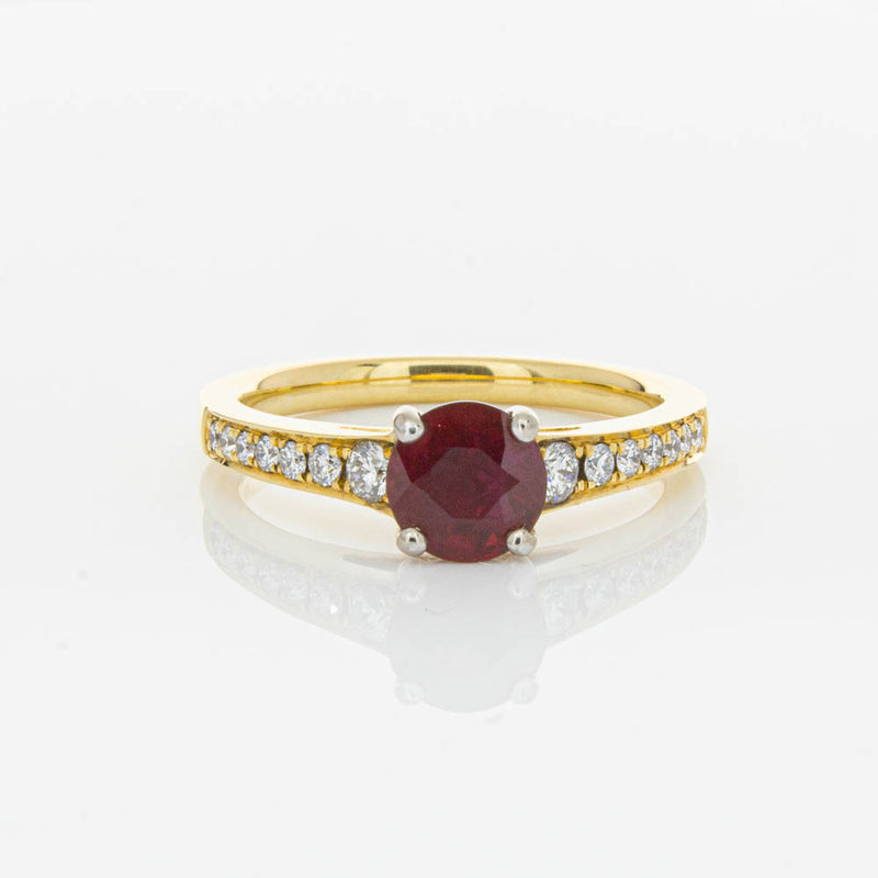 18ct Yellow Gold Ruby & Diamond Ring-Ring-Walker & Hall