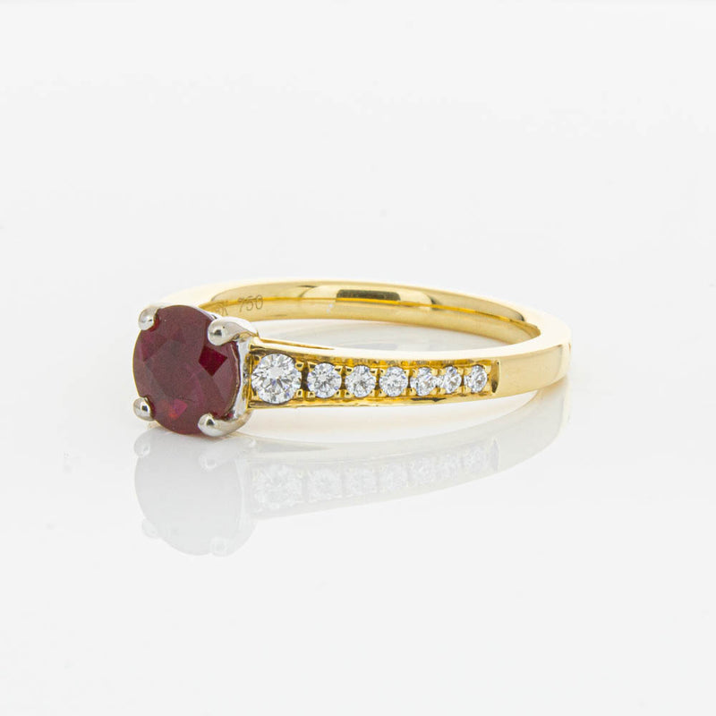 18ct Yellow Gold Ruby & Diamond Ring-Ring-Walker & Hall