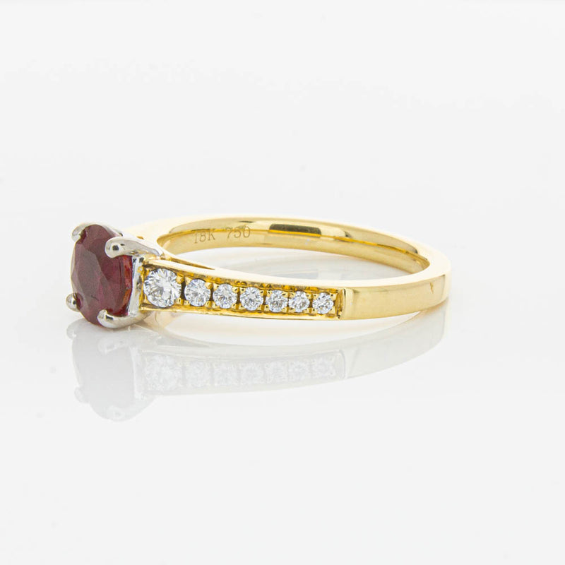 18ct Yellow Gold Ruby & Diamond Ring-Ring-Walker & Hall