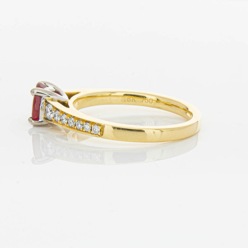18ct Yellow Gold Ruby & Diamond Ring-Ring-Walker & Hall