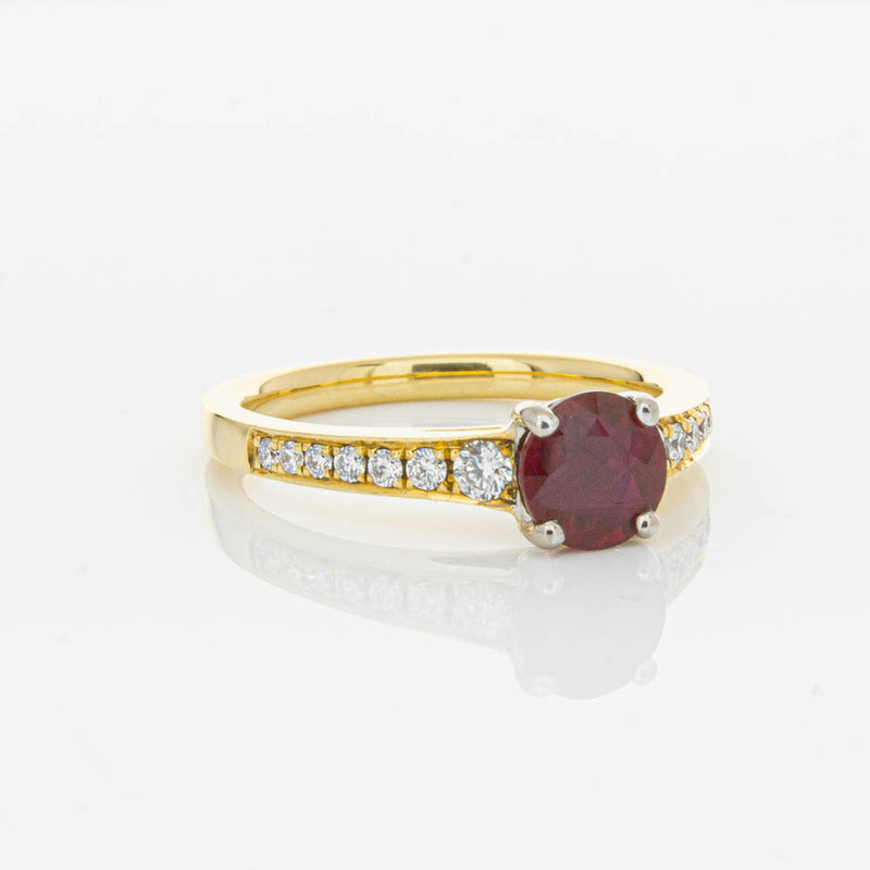 18ct Yellow Gold Ruby & Diamond Ring-Ring-Walker & Hall