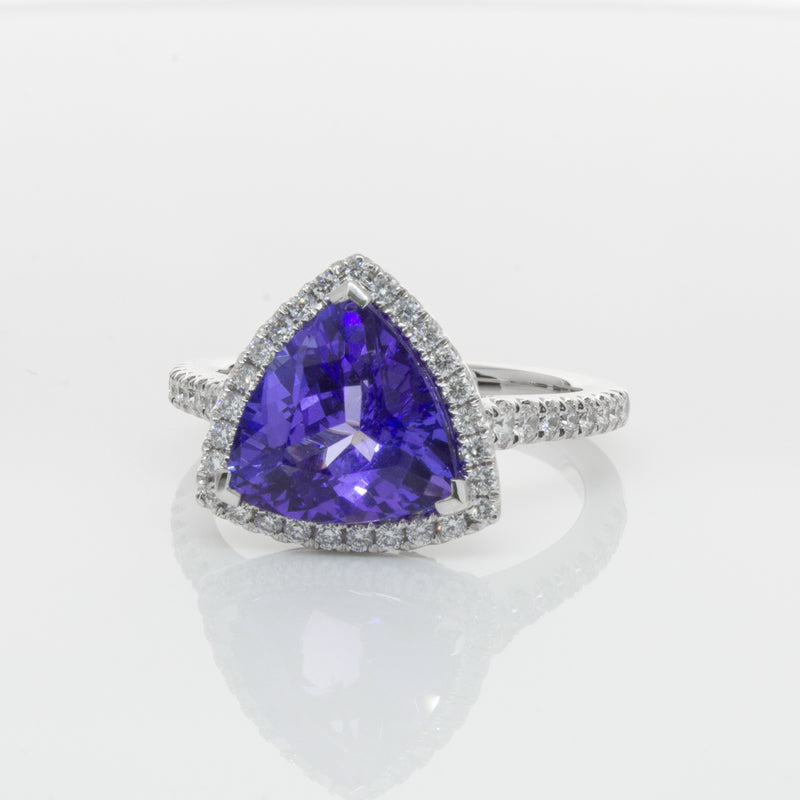 18ct White Gold Tanzanite & Diamond Sierra Ring-Ring-Walker & Hall