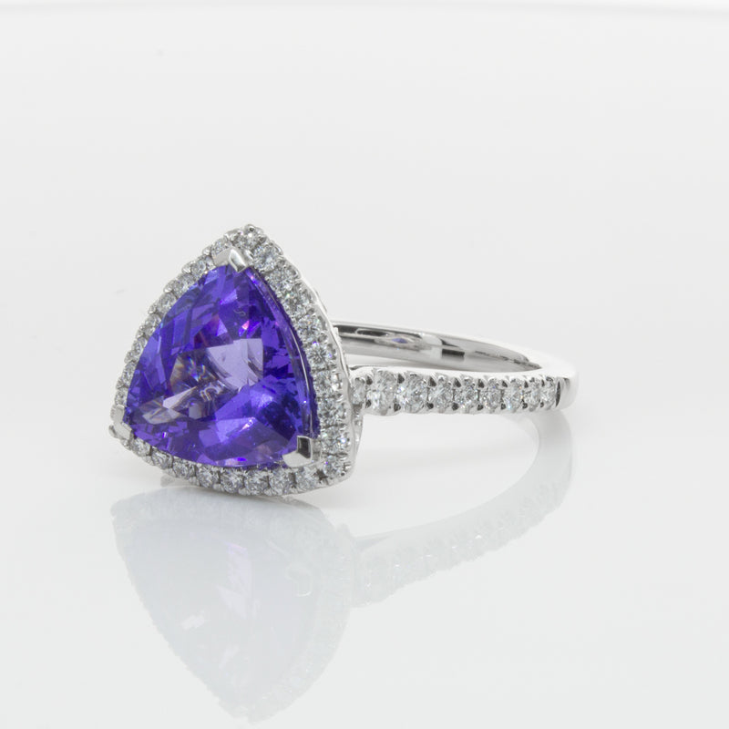 18ct White Gold Tanzanite & Diamond Sierra Ring-Ring-Walker & Hall