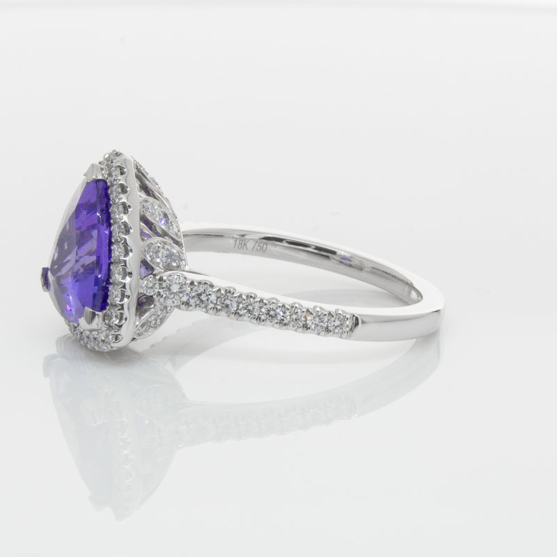 18ct White Gold Tanzanite & Diamond Sierra Ring-Ring-Walker & Hall