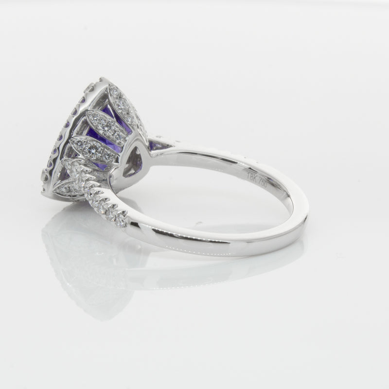 18ct White Gold Tanzanite & Diamond Sierra Ring-Ring-Walker & Hall