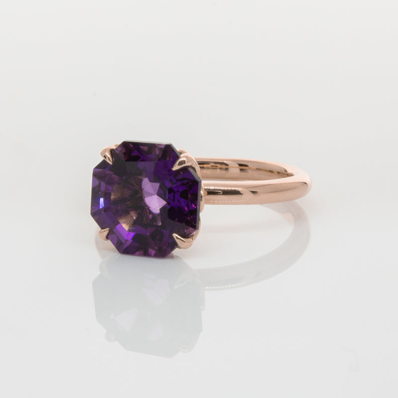 18ct Rose Gold Amethyst Octavia Ring-Ring-Walker & Hall